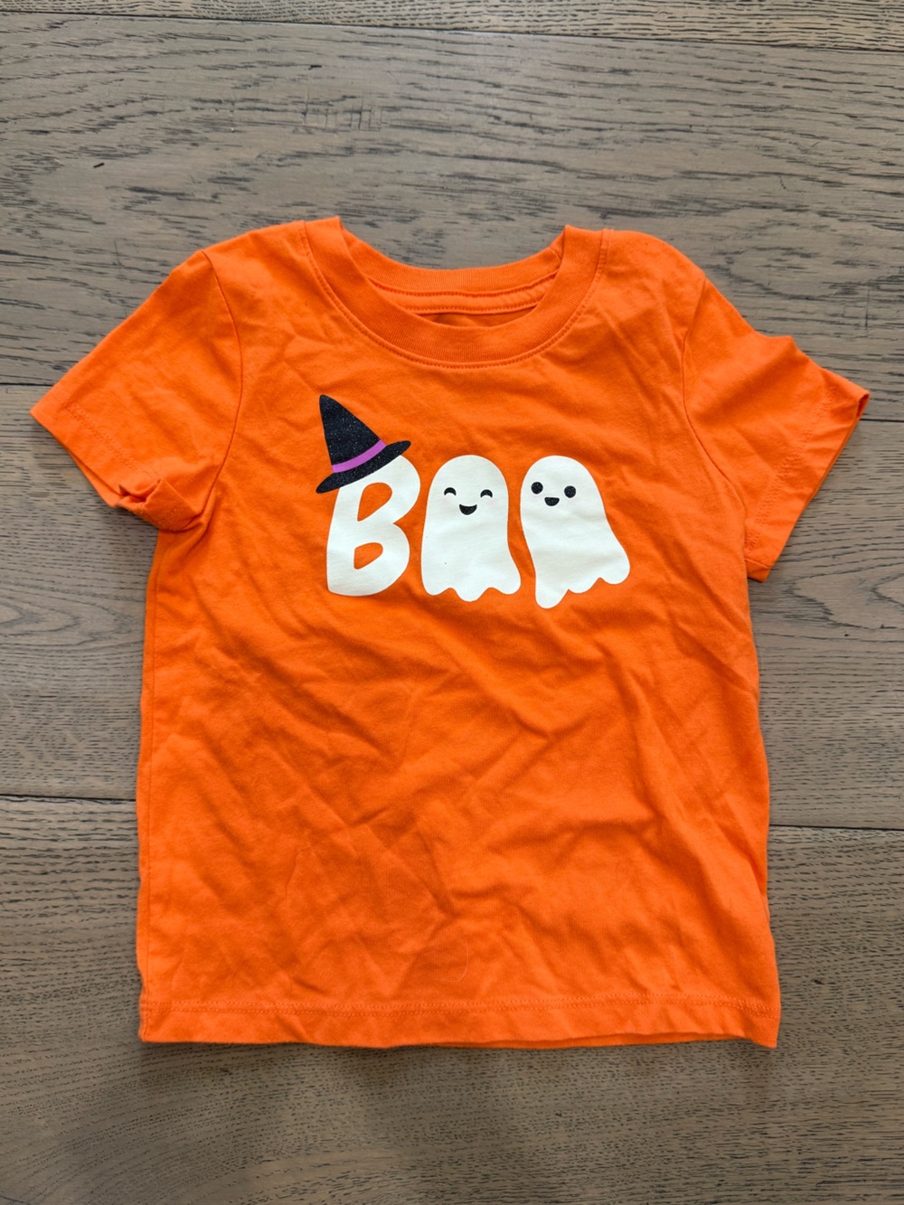 Cat & Jack Toddler Halloween “BOO” Ghost T-Shirt Orange – 2T